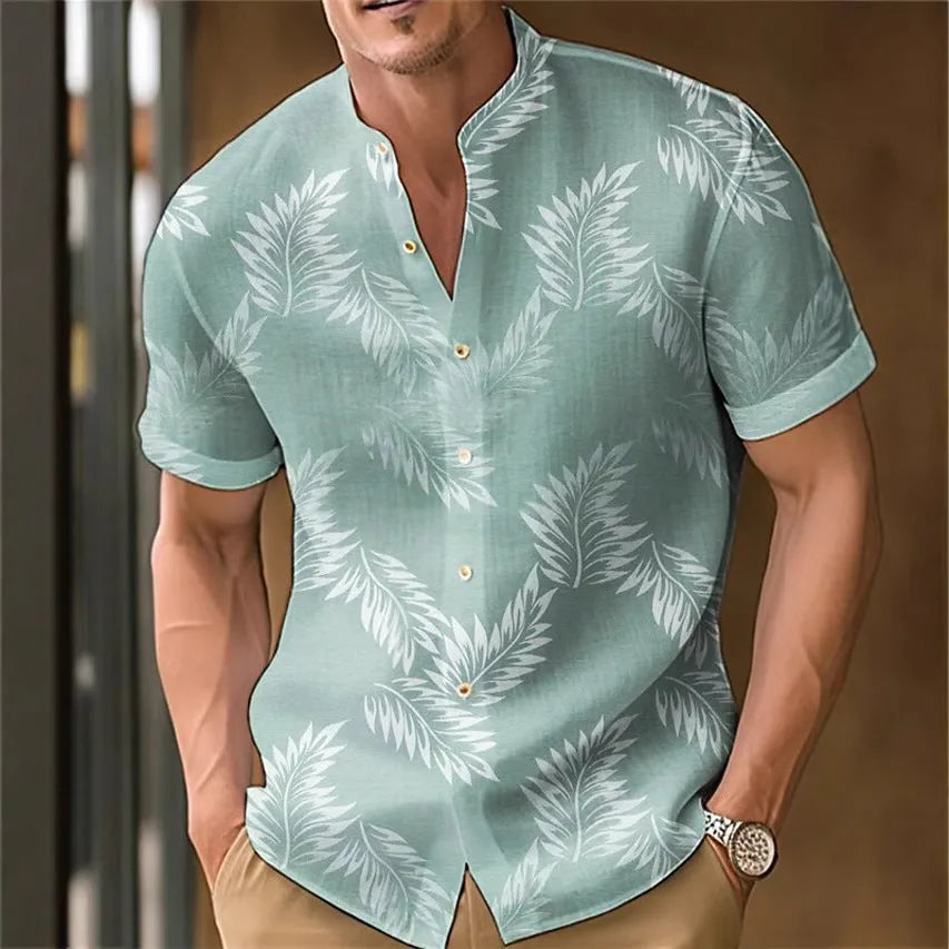 Men's printed polyester fiber shirt in colour MB01RQ250407Y085, front view, size S to 4XL