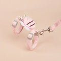 Bee-shaped pink cat collar and lead set for walking, shown with hand-held rope.