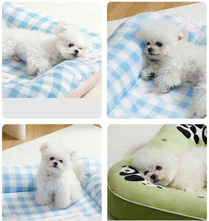 Small dog bed cushion in blue with PP cotton filling, size S (40cm x 50cm), for kennel use