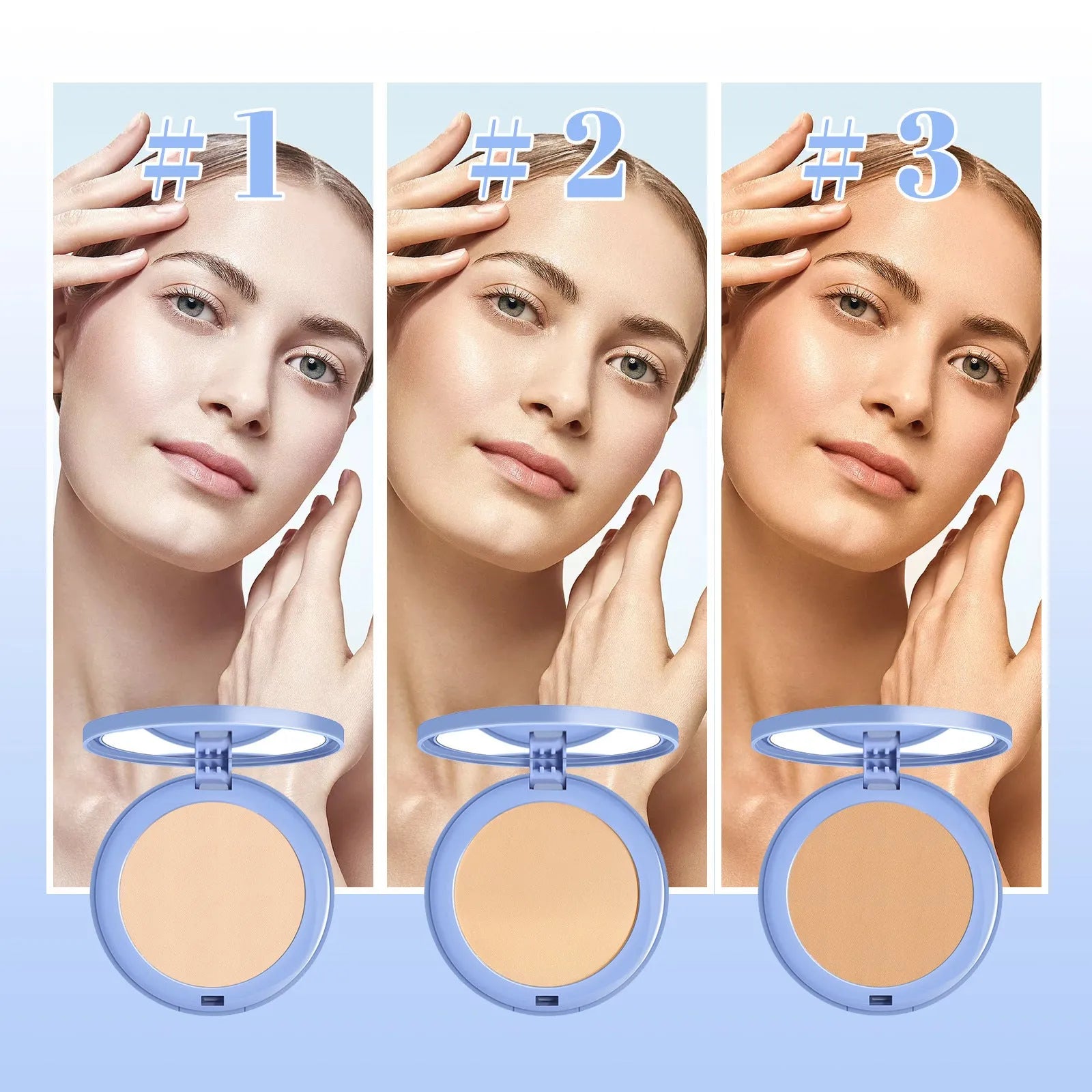 Natural finishing powder compact 8g in Natural Beige, Pure Beige and Classic Ivory shades