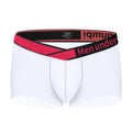 Men's seamless low waist gradient laser cut nylon underwear in black, red, and white colours for sports