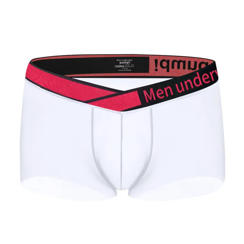 Men's seamless low waist gradient laser cut nylon underwear in black, red, and white colours for sports