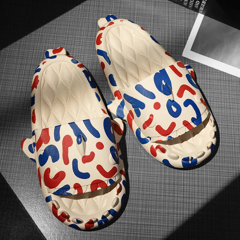 EVA shark couple home slippers with open toe design in beige colour