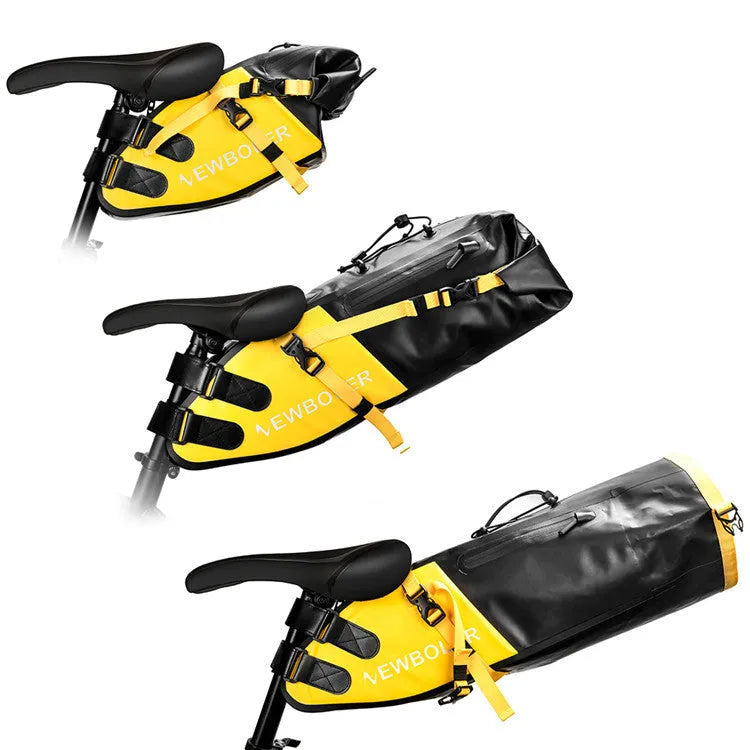 Waterproof PVC cycling tail bag with 13-litre capacity in black, green or yellow colours