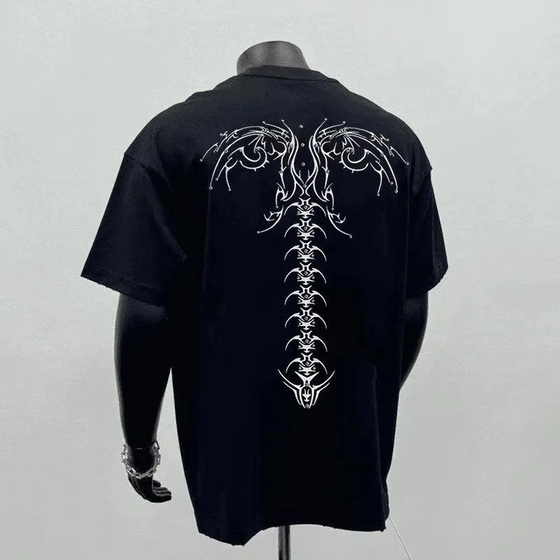 Men's black cotton loose fit short sleeve t-shirt with white letter print design