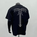 Men's black cotton loose fit short sleeve t-shirt with white letter print design