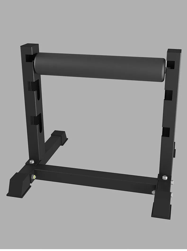 Black steel leg press trainer for split leg squat balance training, Type B, on floor
