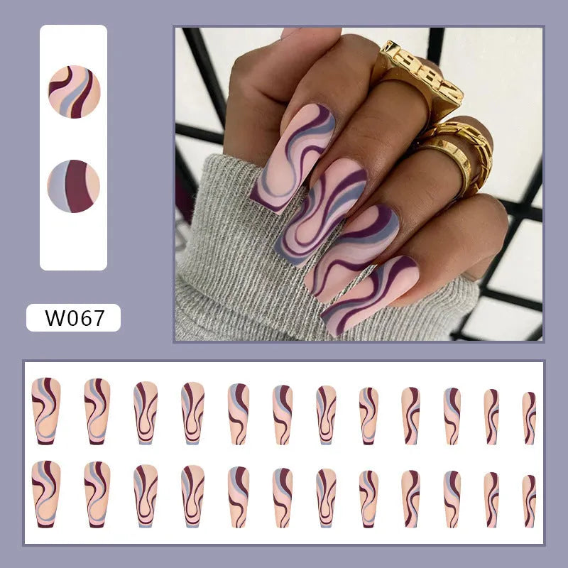 Ballet Wave Line detachable nail stickers in wave line pattern with jelly glue on a white background