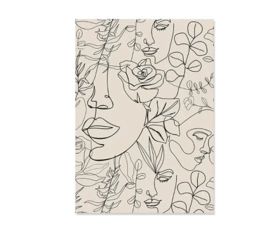 Boho canvas print abstract lines animal design frameless spray painting water-based ink wall art