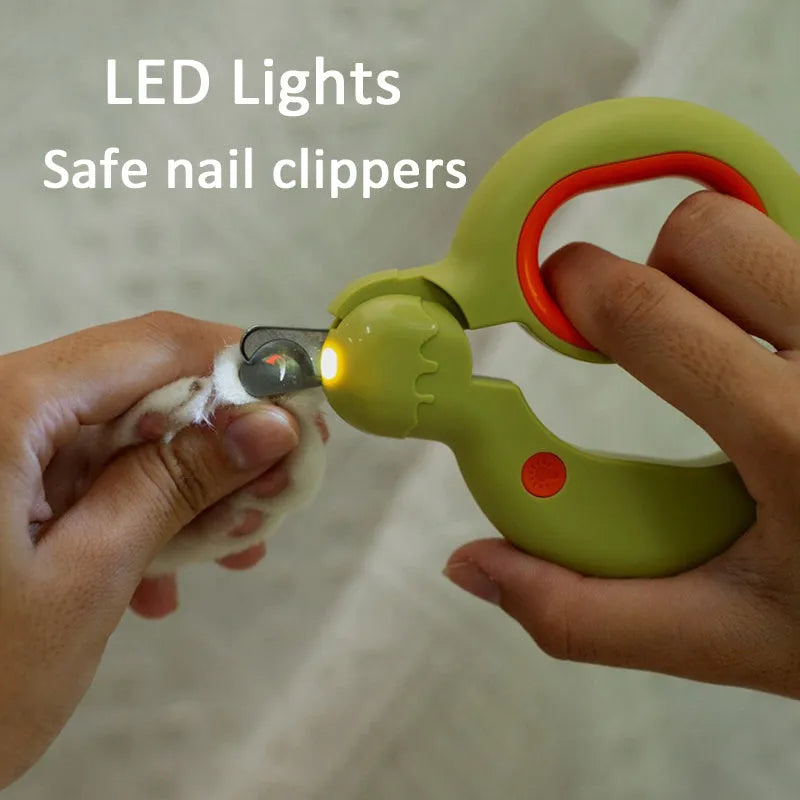 Donuts Lovely pet nail clippers with LED light, stainless steel blade, non-slip handle, blue colour