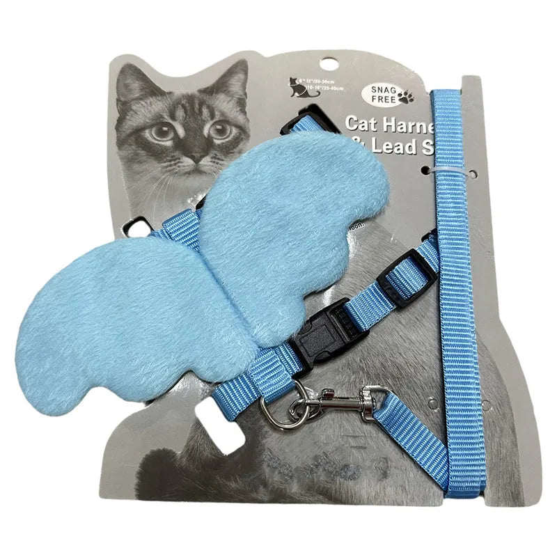 Pet hand holding rope chest strap in blue for small dogs and cats under 6kg outdoor use