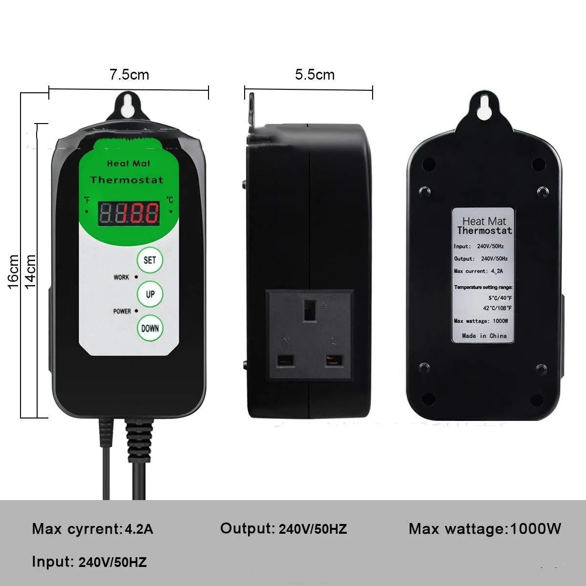 Simple household digital display temperature and humidity controller BH1912020 with clear front panel showing readings