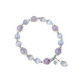 Cute handcrafted crystal bracelet in opal amethyst colour with moon-shaped pendant over 20mm size