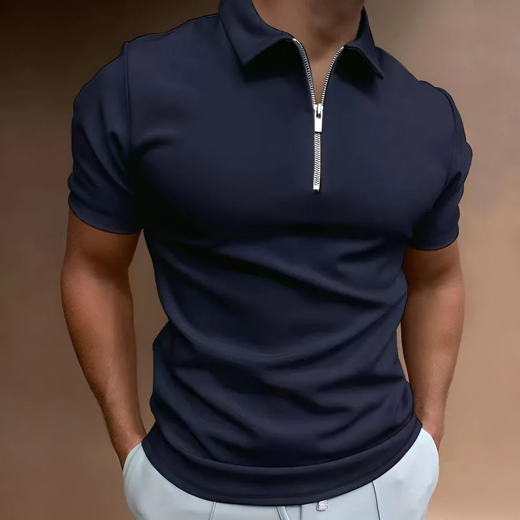 Men's casual short sleeve digital print POLO shirt in loose fit polyester, available in multiple colours