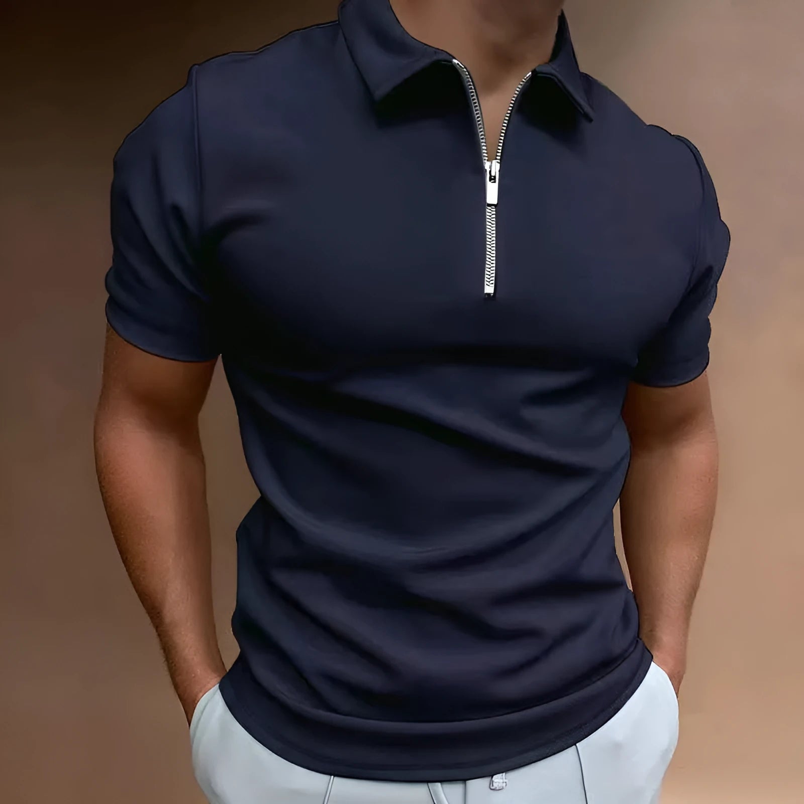 Men's casual short sleeve digital print POLO shirt in loose fit polyester, available in multiple colours