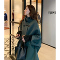 Women's Japanese coat autumn winter oatmeal colour flight sleeve half sleeve solid colour Korean style commute