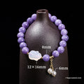 Purple aquamarine and agate geometric round bead bracelet with rabbit motif, handmade, sizes 6mm 8mm and 12x16mm