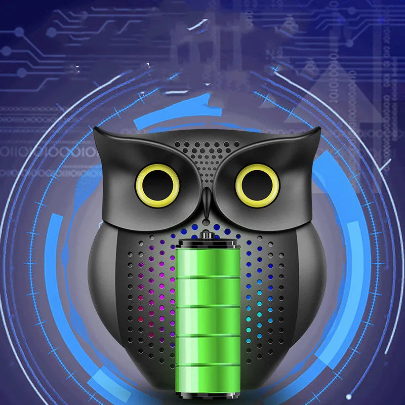 Wireless Bluetooth speaker in black with cartoon creative owl design, 4-inch driver, 183x160x110mm size