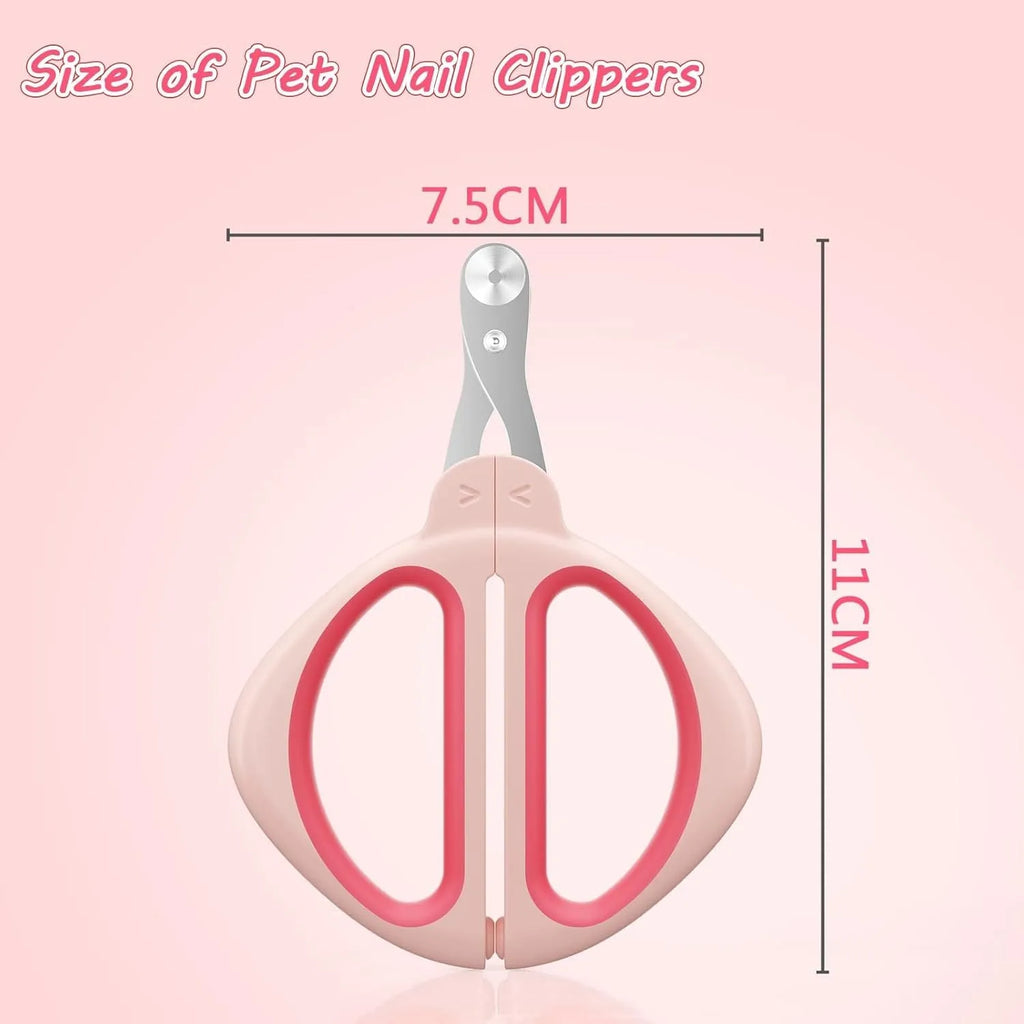 Blue pet nail clipper with a round guide hole and non-slip handle