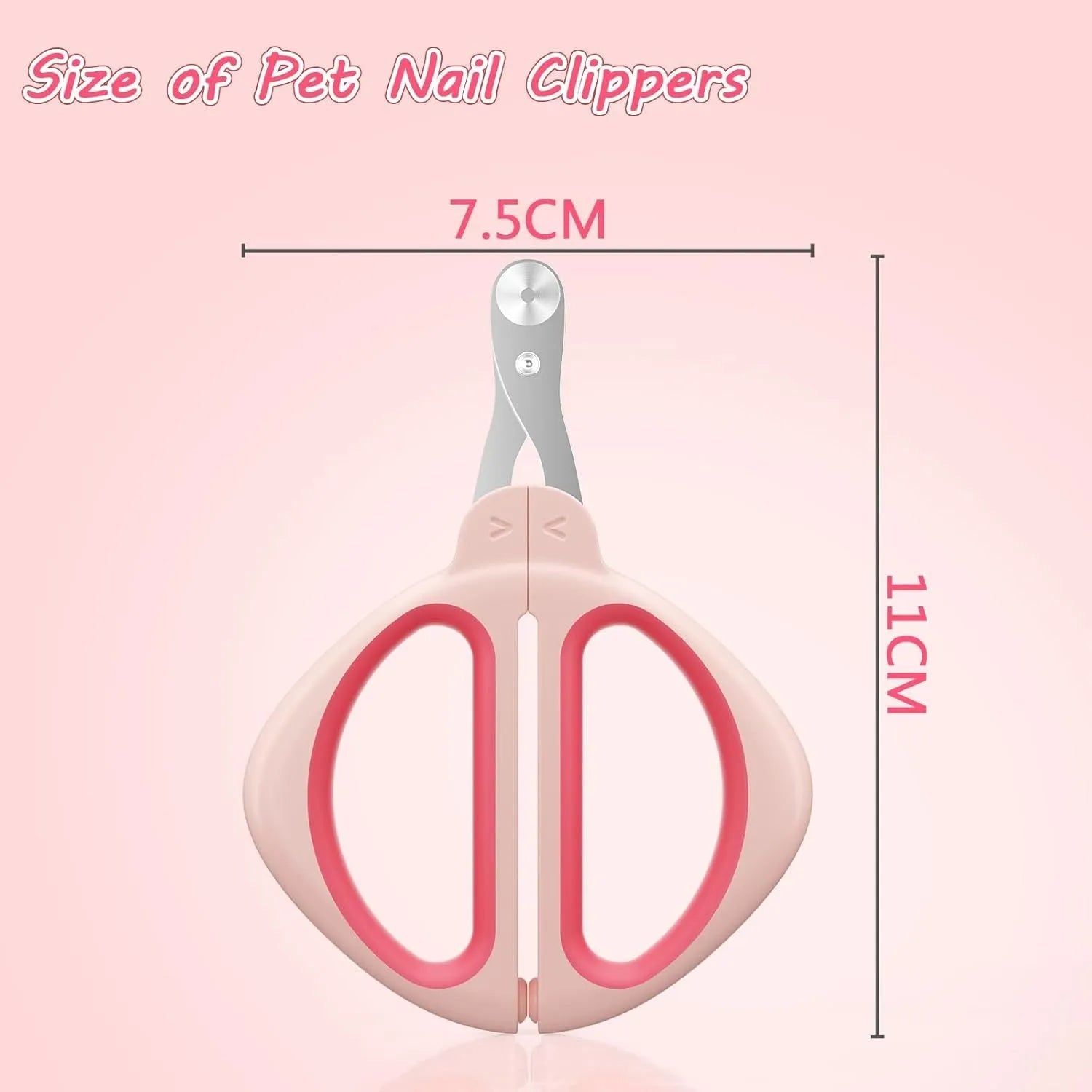 Blue pet nail clipper with a round guide hole and non-slip handle