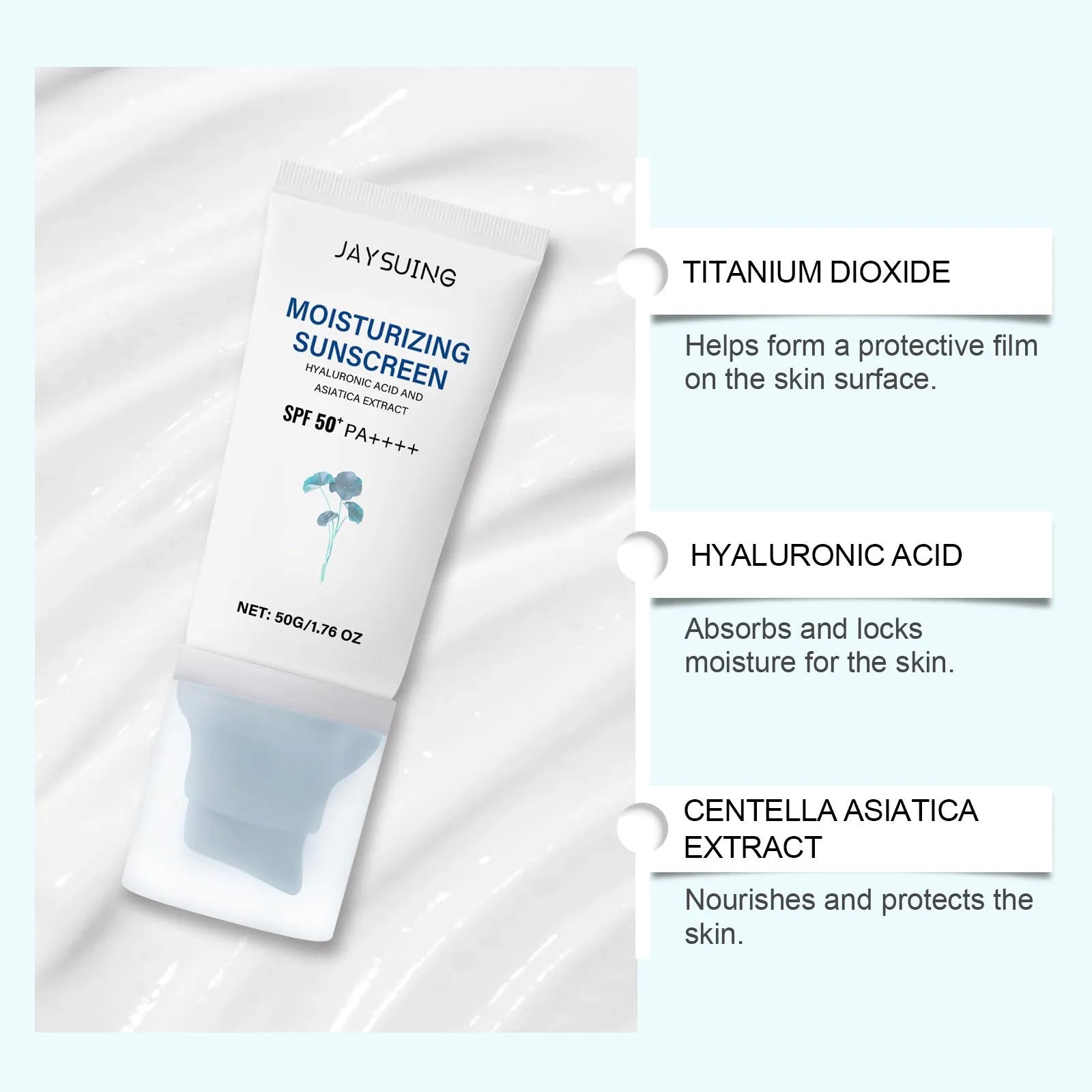 Home Portable Skincare Snow Grass Sunscreen 50g tube with centella extract and titanium dioxide
