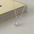 925 silver adjustable necklace with geometric round ornament stone pendant on curb chain