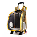 Transparent folding pet trolley with Oxford cloth backpack in blue colour for small dog transport