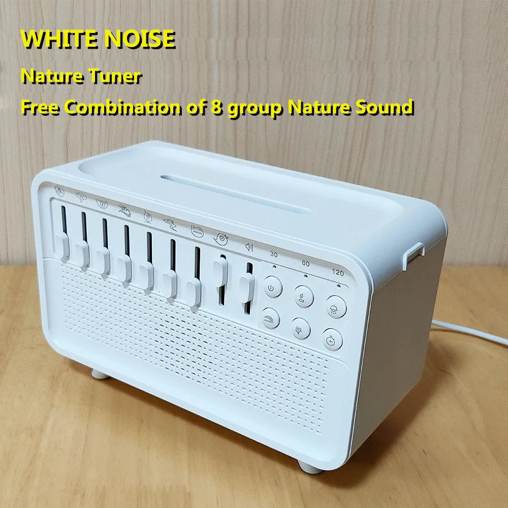 3 in 1 Bluetooth speaker white noise humidifier night light machine in white geometric design