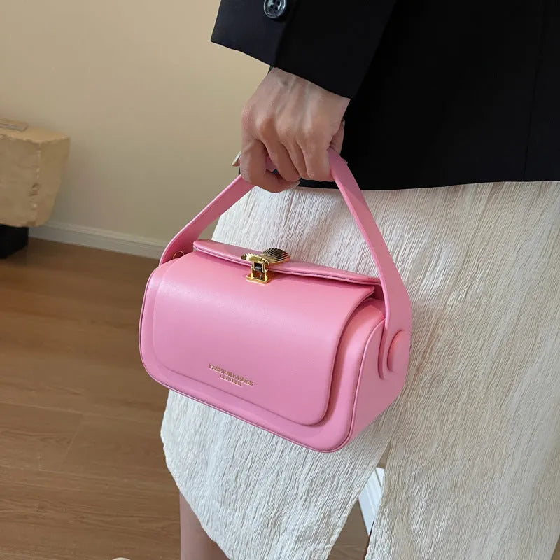 Personalised women's black PU leather messenger bag with letter monogramming and adjustable shoulder strap