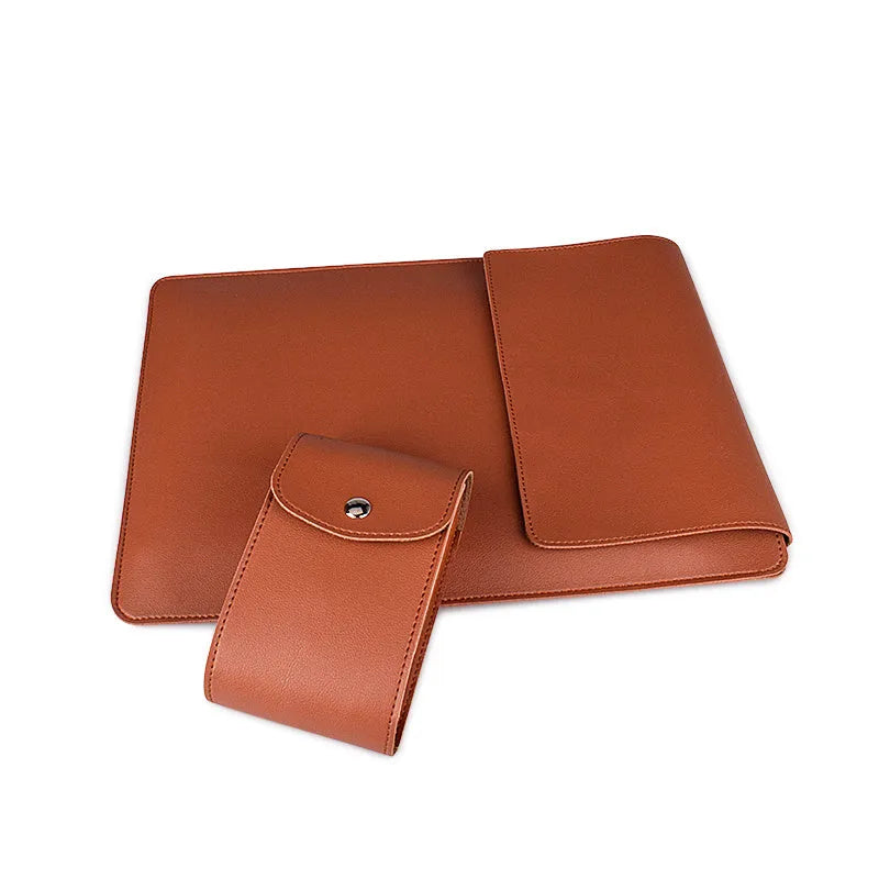 Imitation leather clamshell notebook sleeve for 13.3 or 15.6 inch laptop, black colour