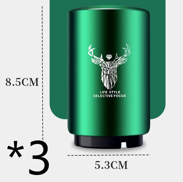 Automatic stainless steel beer bottle opener with magnetic cap catch on a table