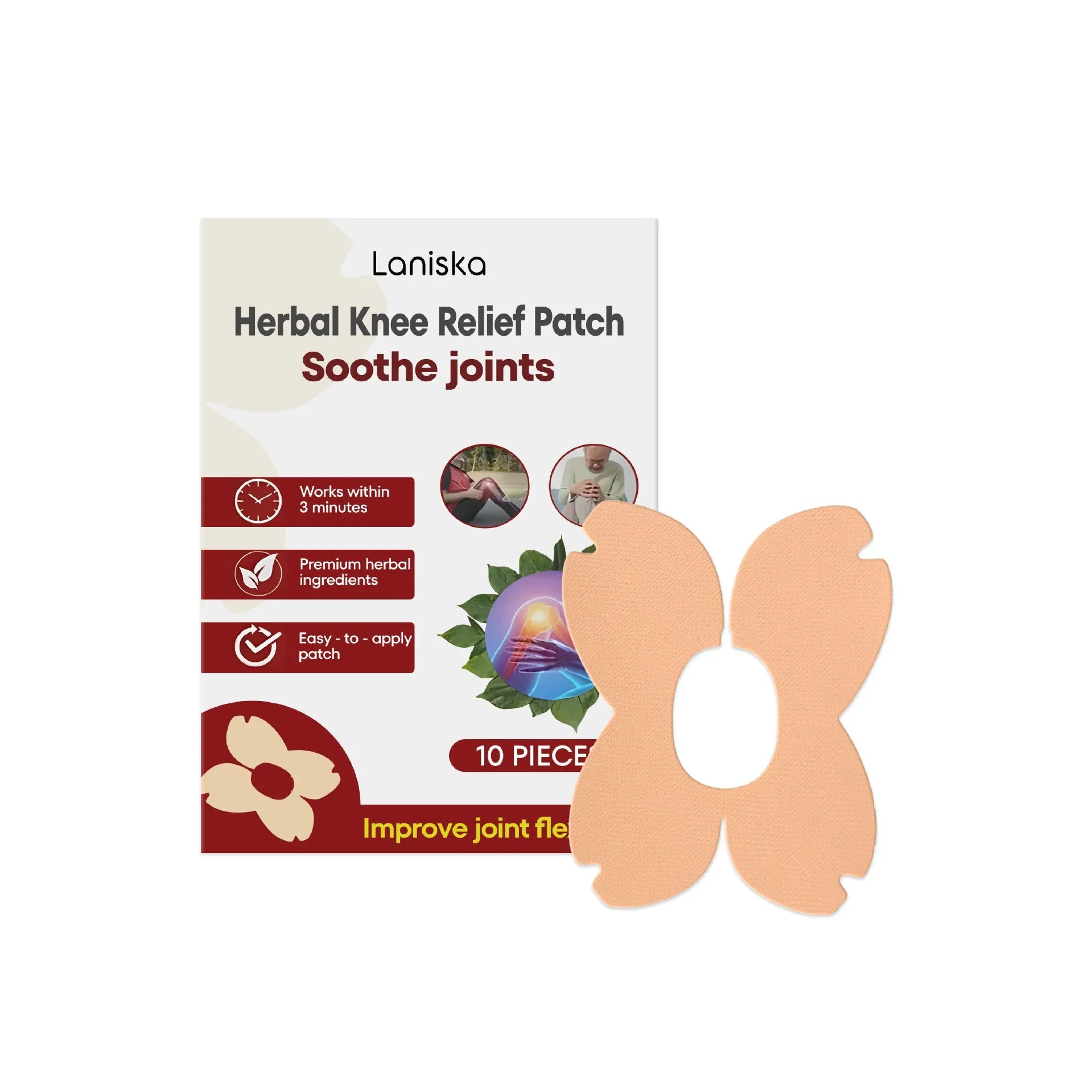 LANISKA herbal joint care patch kit with 10 moxa leaf menthol adhesive bandages in storage box