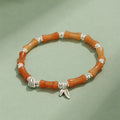 Green Aventurine Bamboo Strawberry Crystal Bracelet with mixed natural stones and electroplated finish on white background