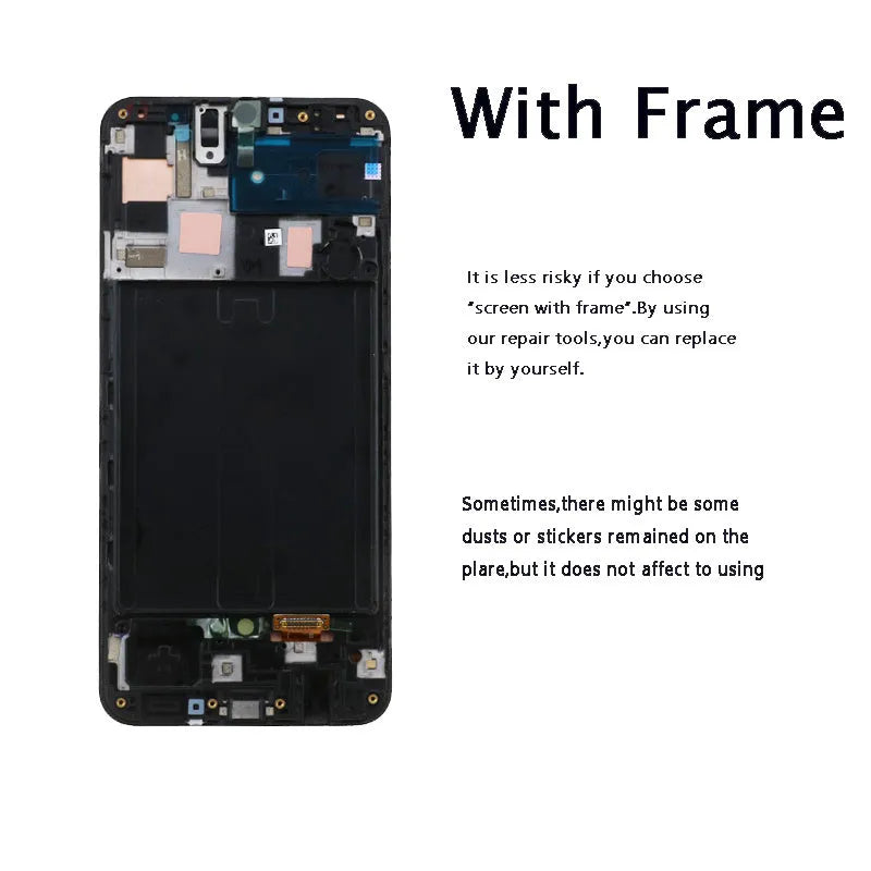 Samsung Galaxy A50 A50S black OLED incell monolithic LCD screen replacement front view