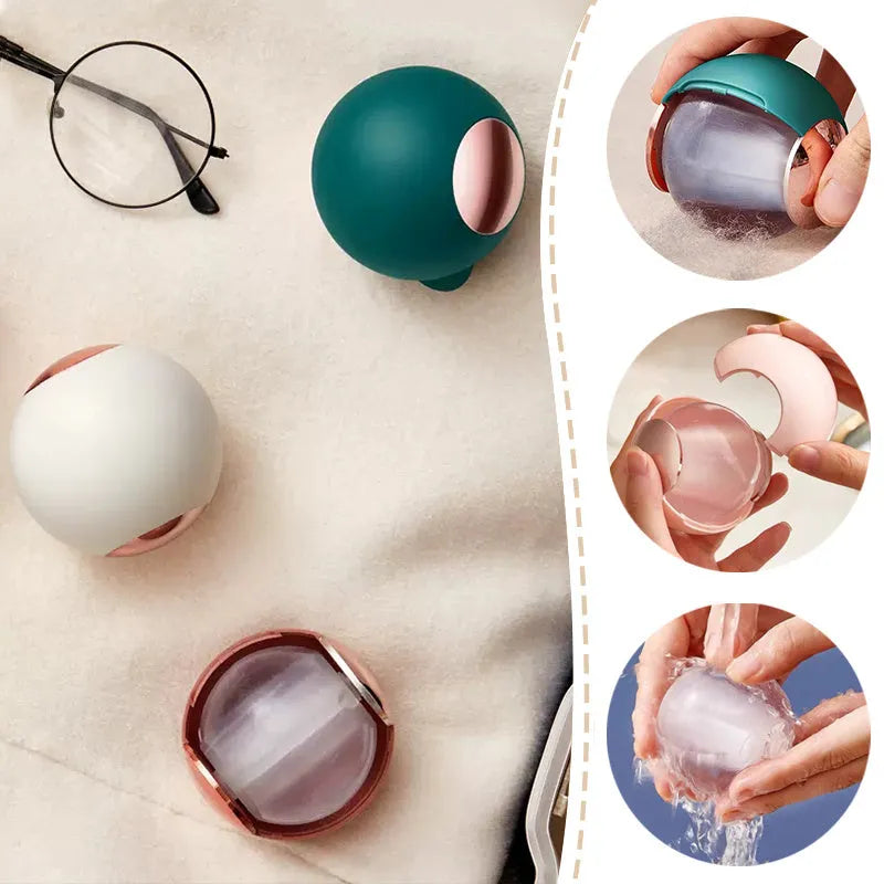 Reusable hair removal ball lint roller for pet hair in white gold ABS plastic 6.8 cm