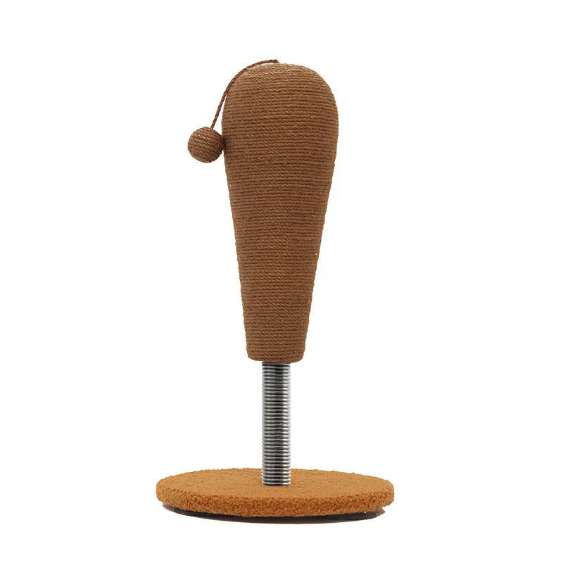 Hemp rope cat scratch board with cat grasping ball toy featuring tumbler mechanism
