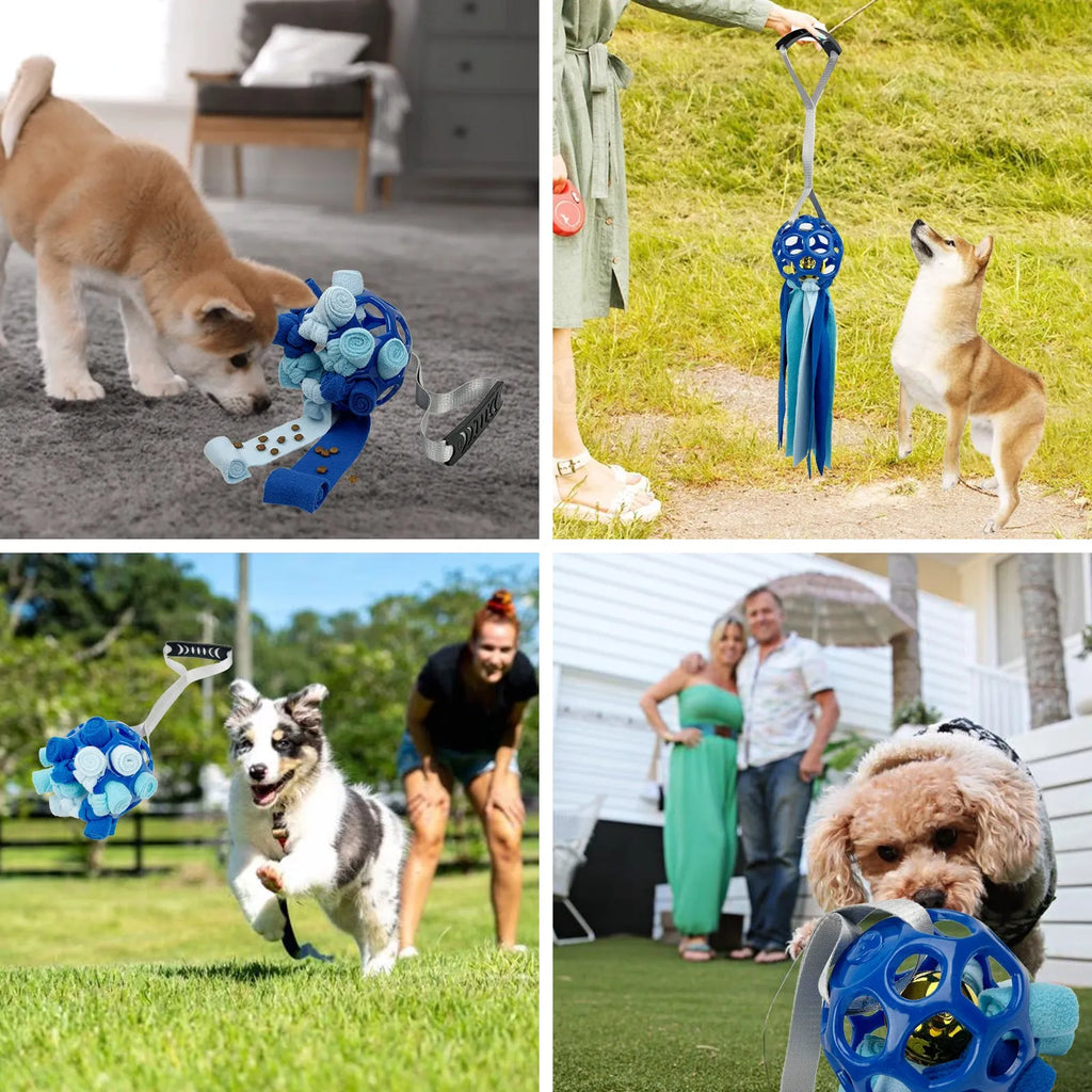 Interactive hollow TPR pet ball with bell for dogs and cats, 75cm, available in five colours