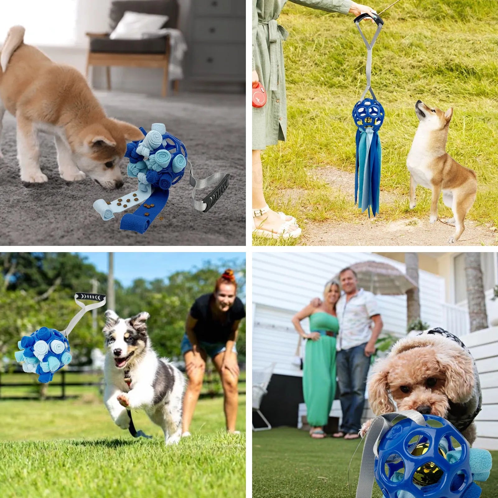 Interactive hollow TPR pet ball with bell for dogs and cats, 75cm, available in five colours