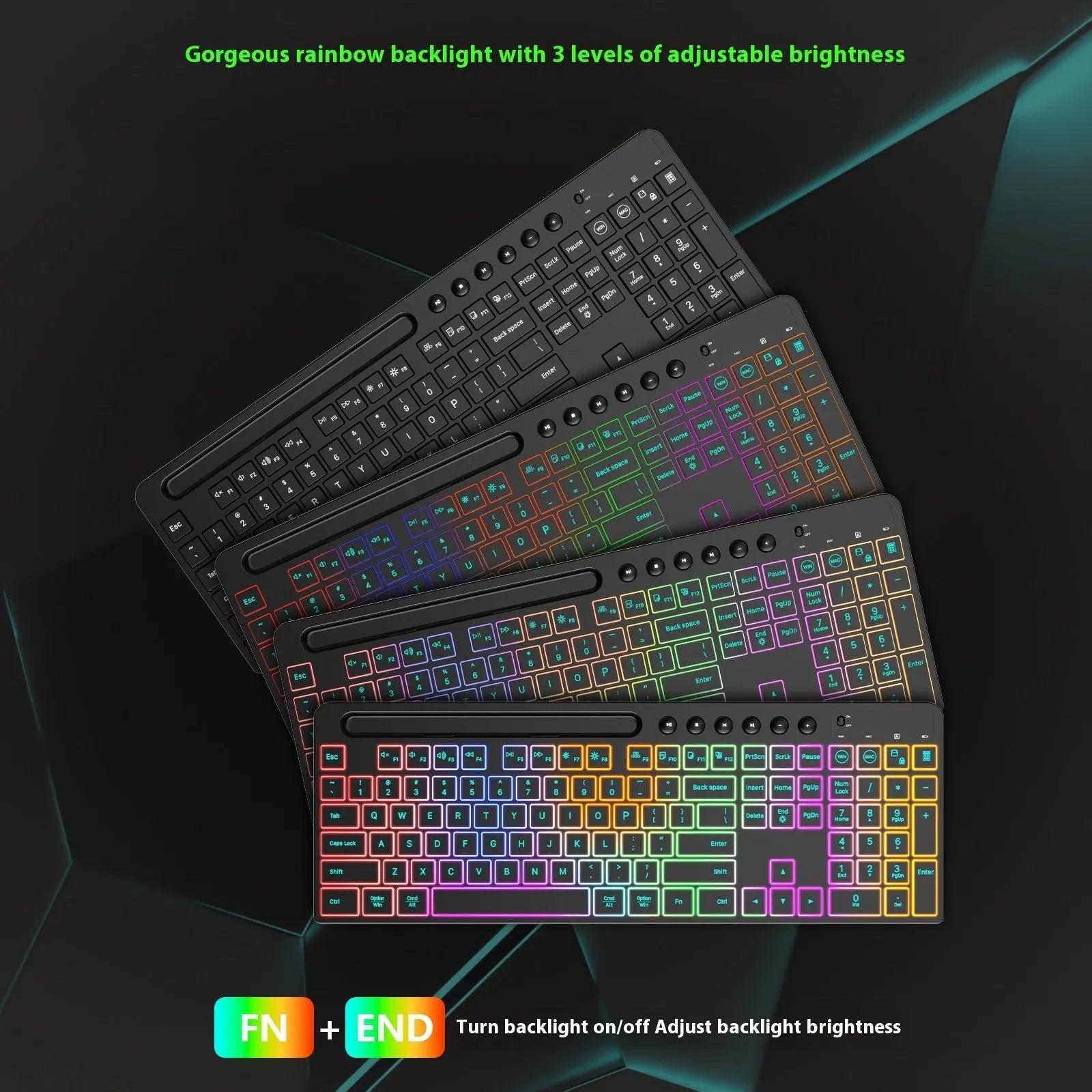 Wireless keyboard and mouse one-piece set with card slot, luminous design, waterproof, 2.4g dry battery