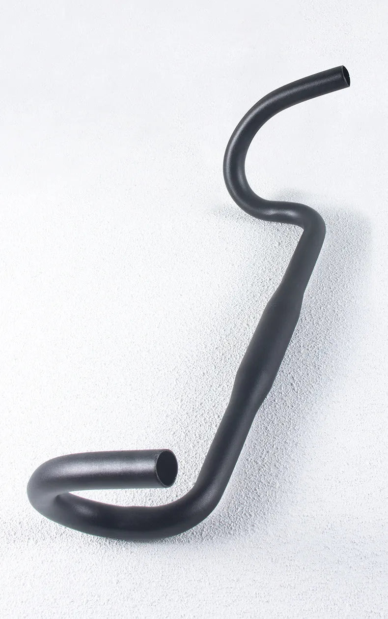 Black aluminium alloy road bike bent handlebar 420mm width with 31.8mm clamp diameter
