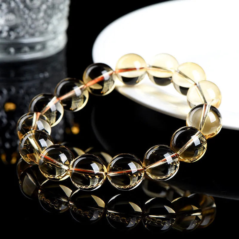 Natural citrine scattered beads ball bracelet showing 7A and 6A grade colour options