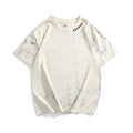 Tie dye full printing paint short sleeve t-shirt loose fit round neck in Gray colour