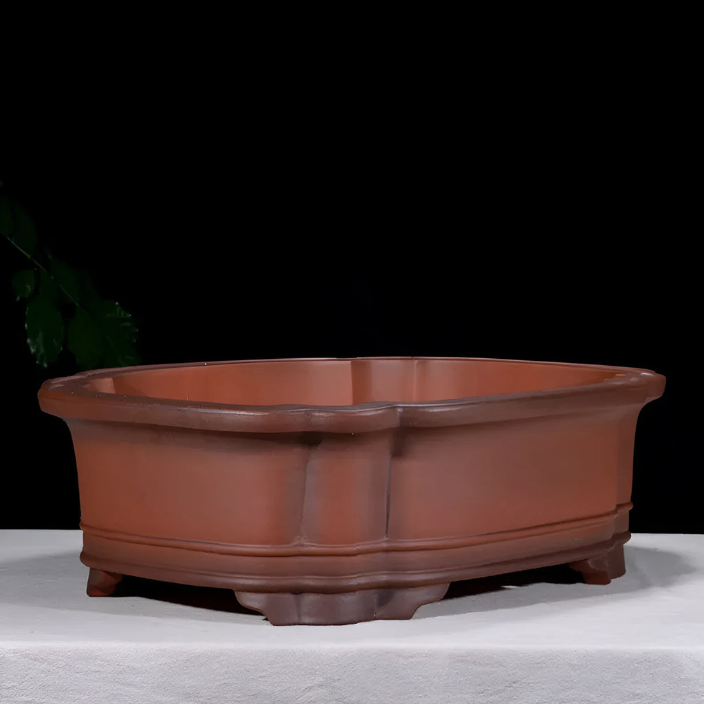 Antique Chinese purple clay flowerpot with crabapple sand glaze, 71cm long
