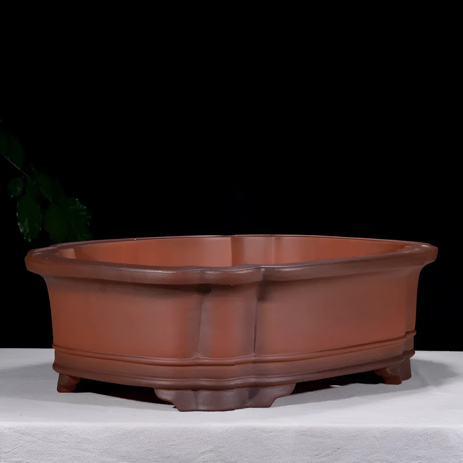 Antique Chinese purple clay flowerpot with crabapple sand glaze, 71cm long