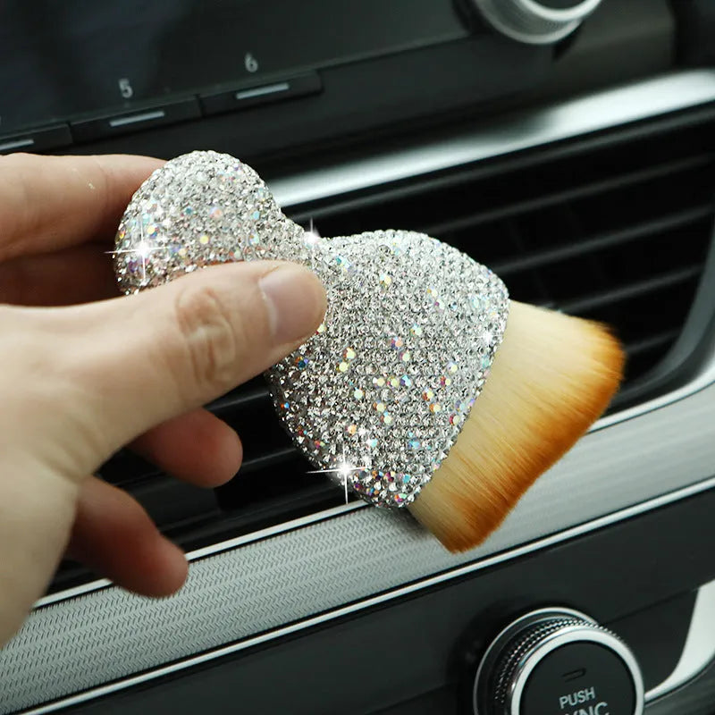Car interior soft brush for dust removal with PVC bristles, 10cm length, in white, pink, or black colour options