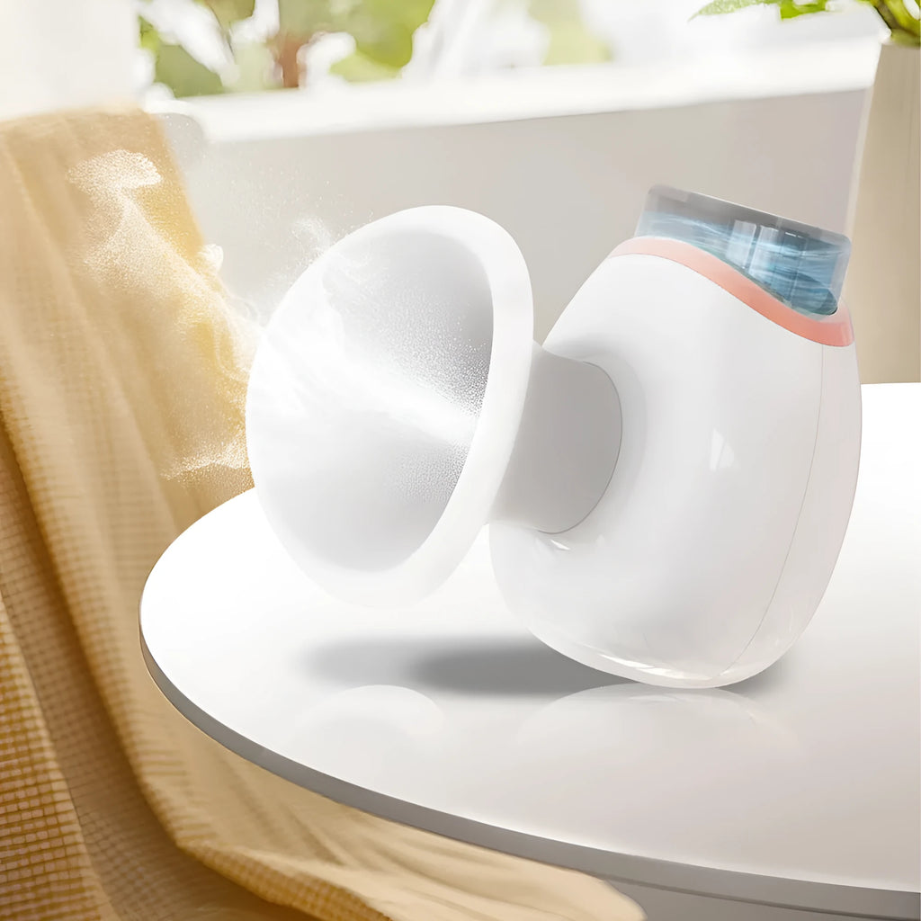 Purple and white household eye humidifier with lithium battery and USB charging cable