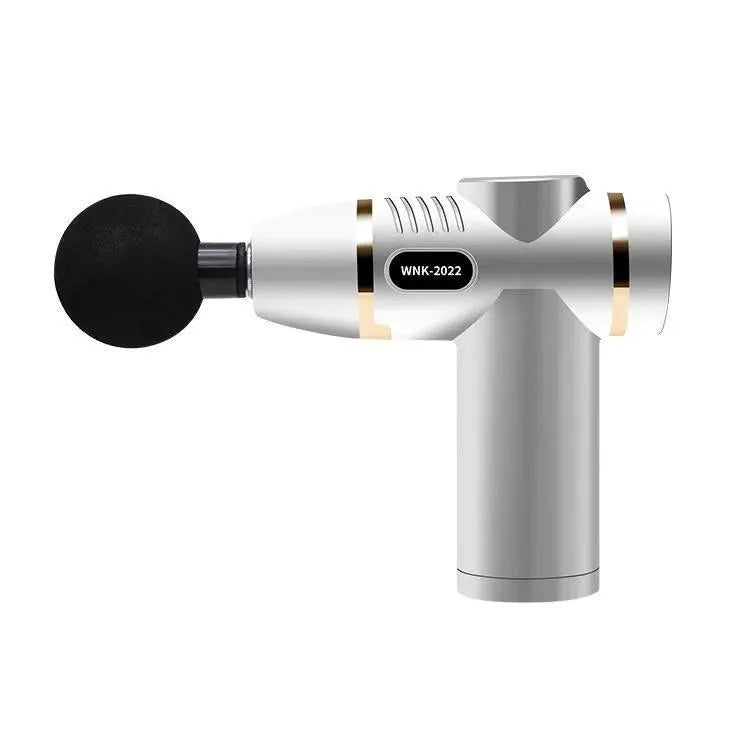 Mini massage gun with 8 speed gears in dark night black colour, compact design with button control