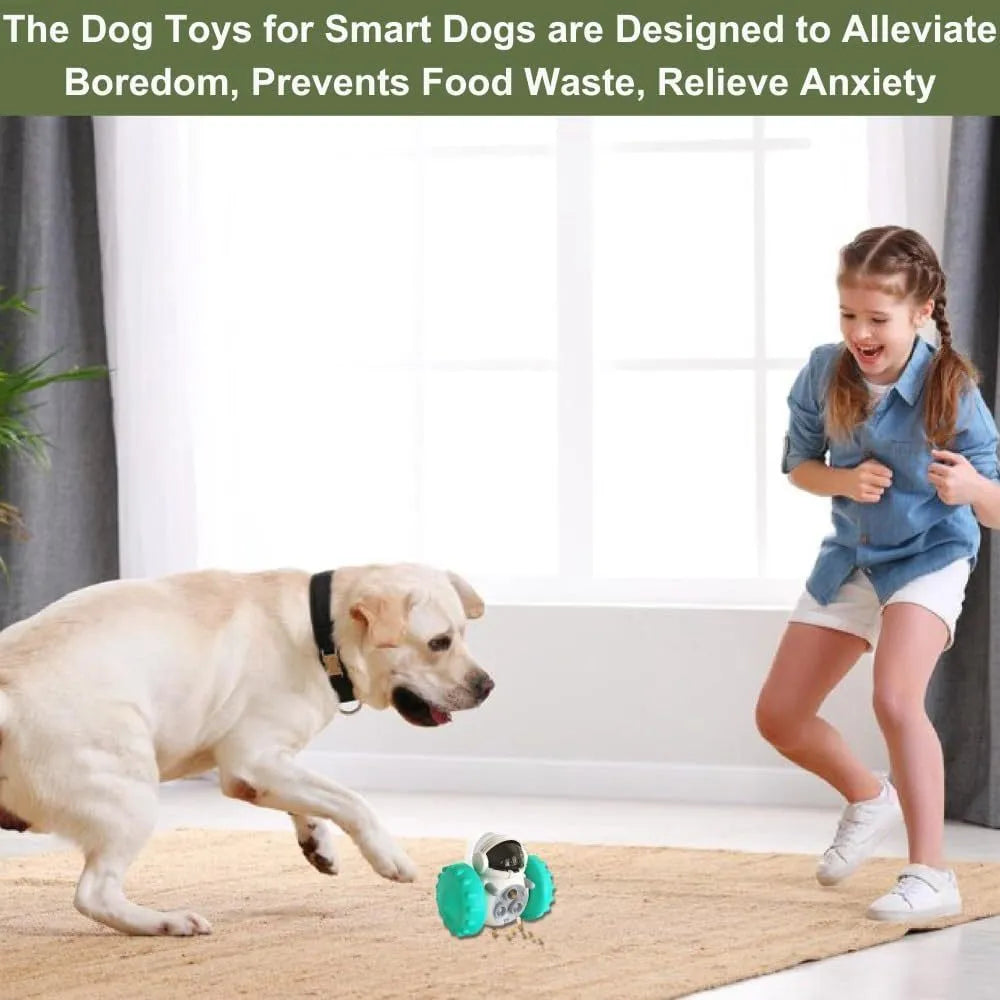 Robot-design tumbler treat dispenser toy for small dogs and cats in assorted colours