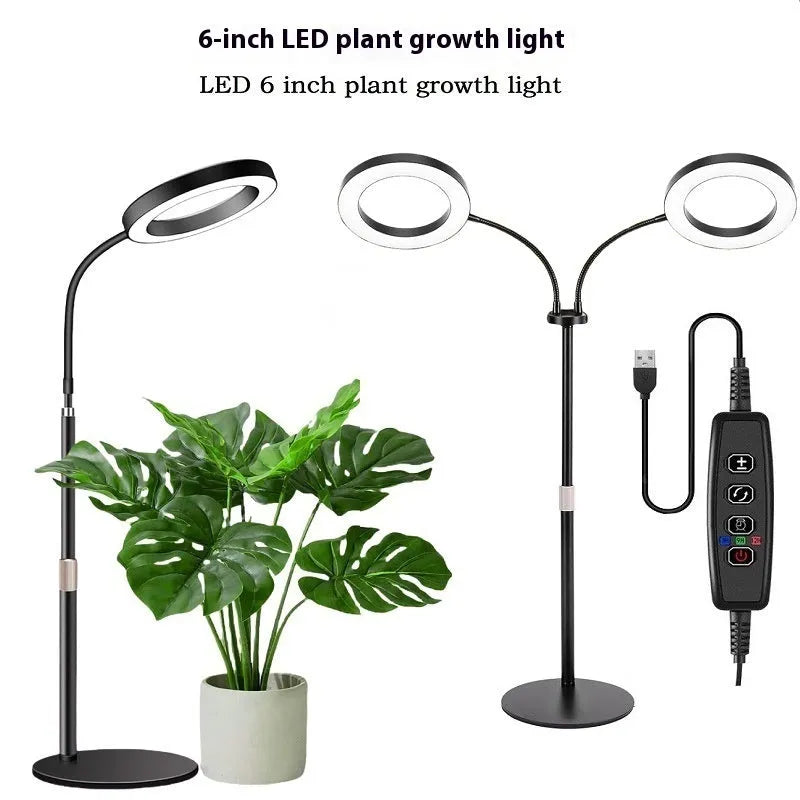 6-inch angel ring retractable floor grow light with adjustable stand for indoor plants