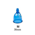 Blue silicone male masturbator in small, medium, and large size options